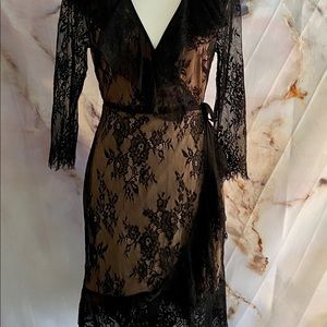 Francescas black lace wrap dress size xsmall